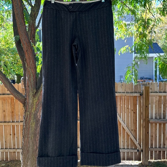 Banana Republic NWOT Martin Wool Cashmere Charcoal Striped Slacks Trousers Pants - Picture 3 of 16